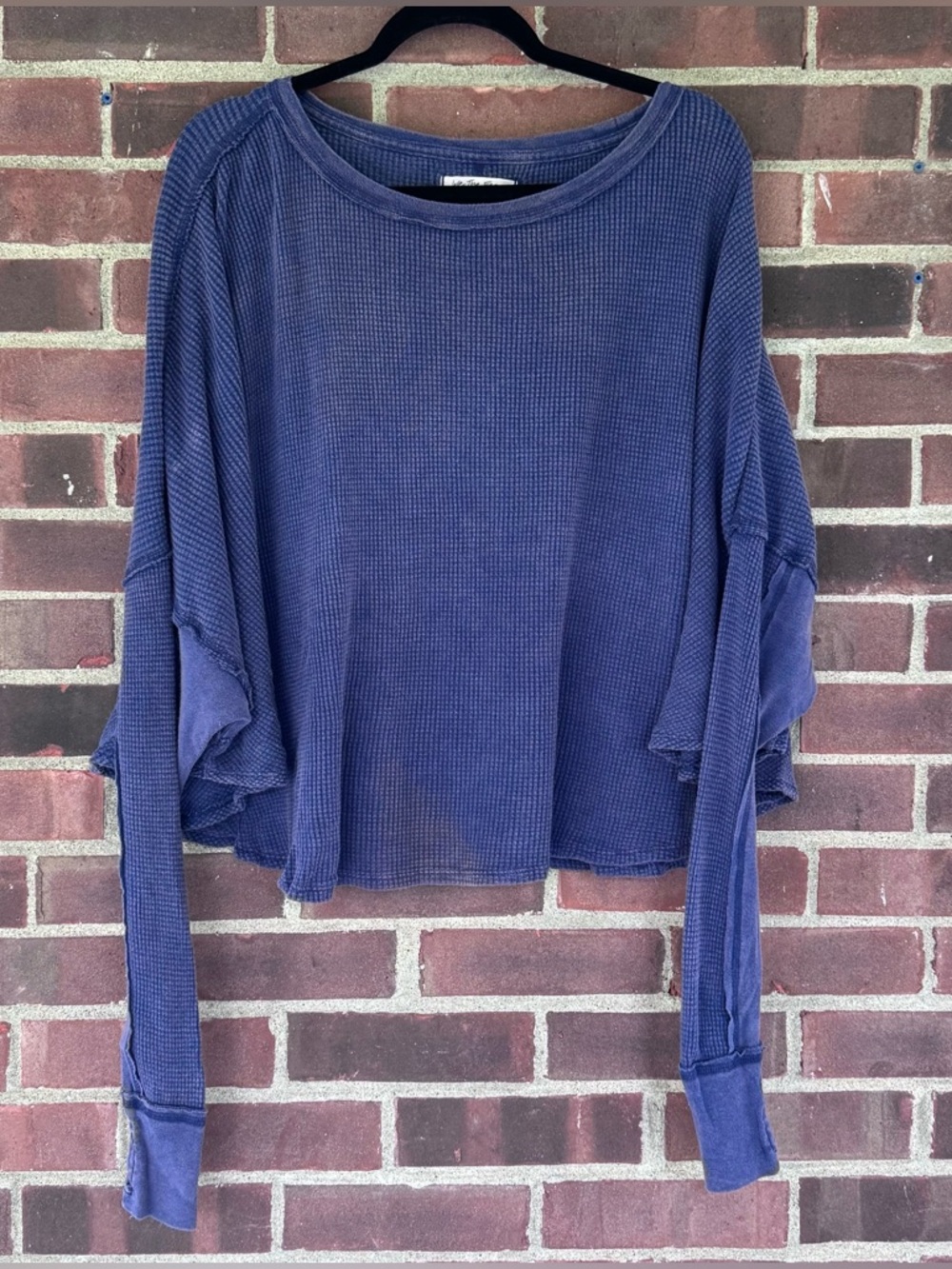 Free People We The Free Waffle Knit Top Long Sleeve Boho Women’s XS Purple